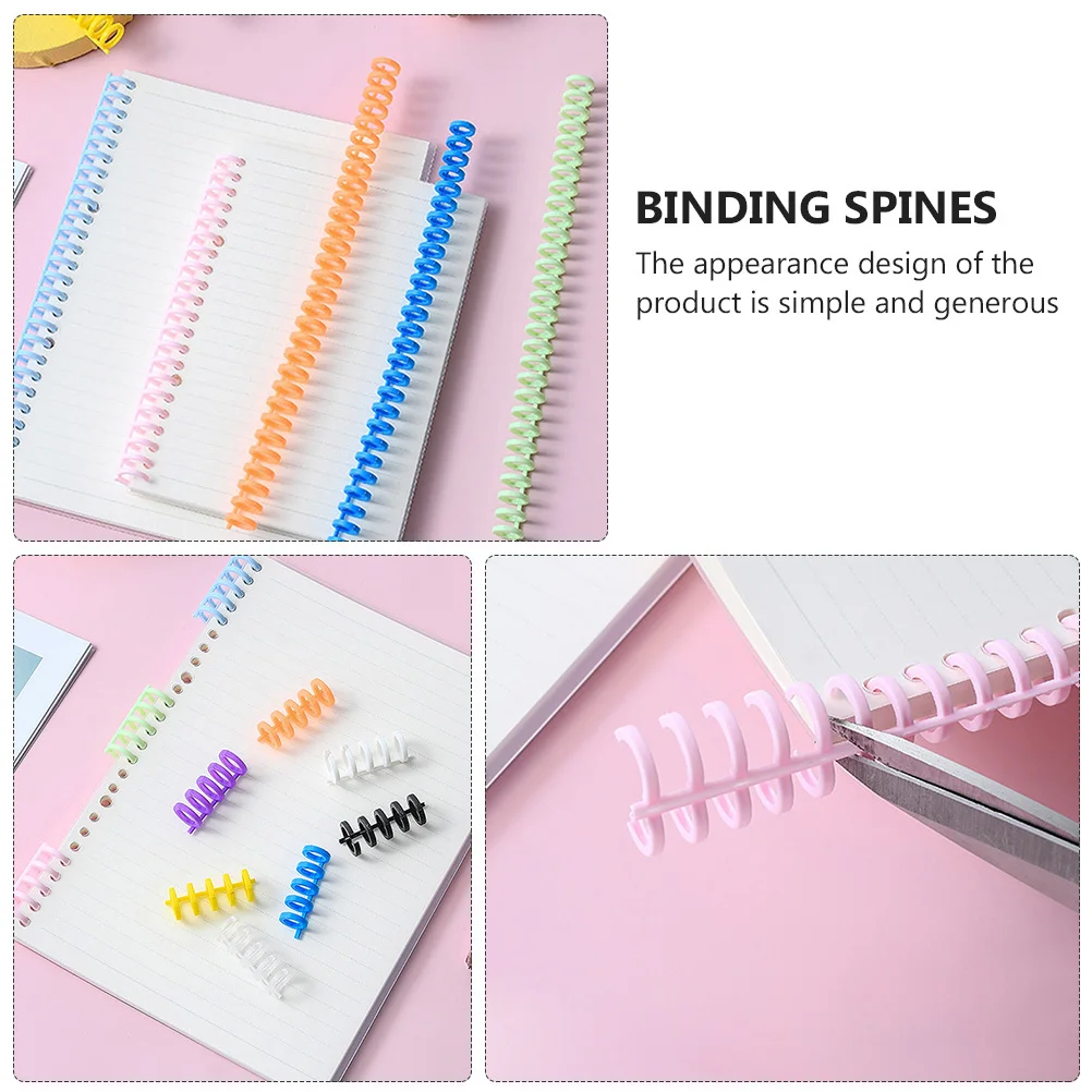 10Pcs Plastic Coil Bindings Colorful Spiral Notebook Spines for Easy Reading 360 Degree Rotation Binding Spirals