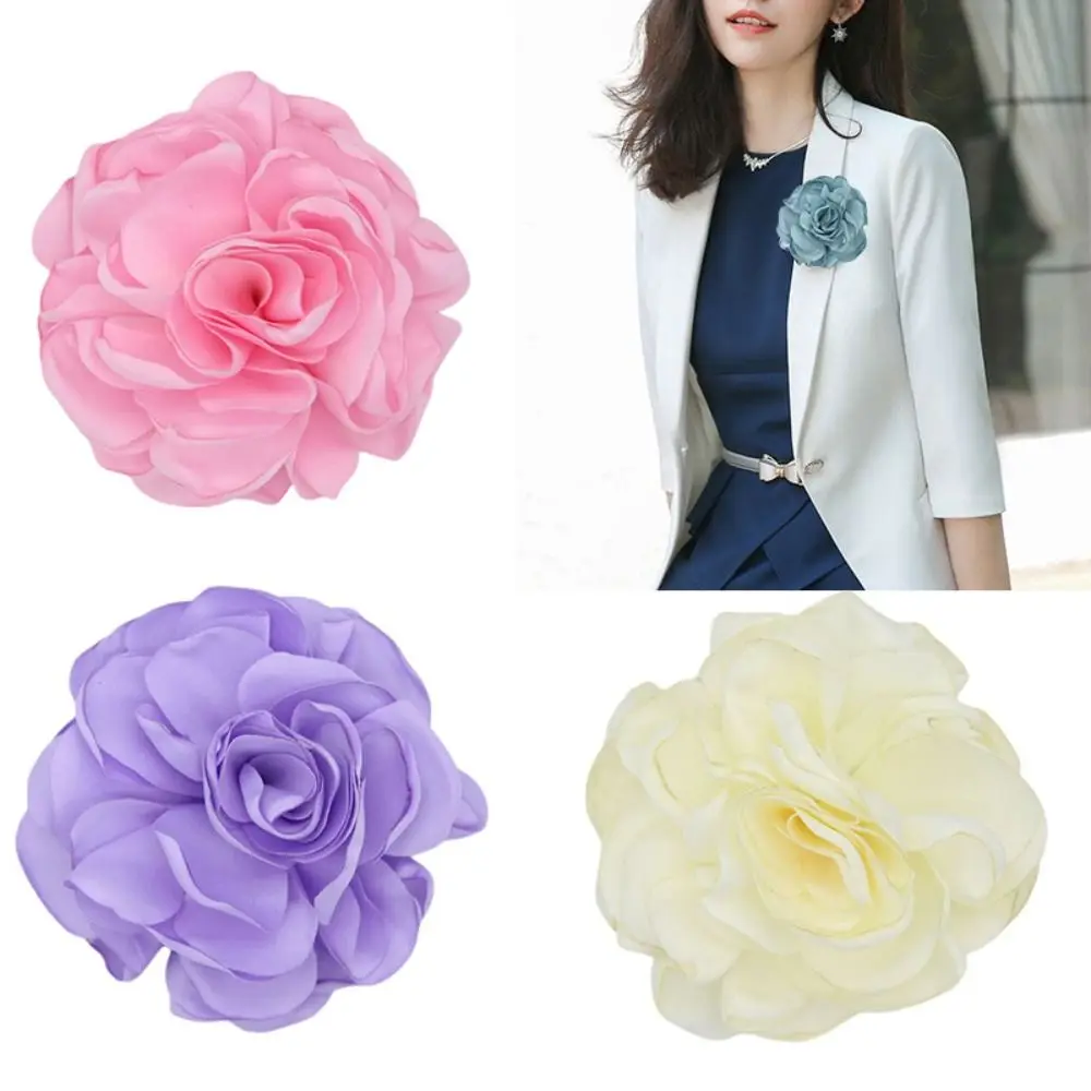 Vintage Fabric Big Rose Flower Brooch Fashion Cloth Art Handmade Floral Brooch Lapel Pin Badge Dress Suit  Wedding Party Jewelry