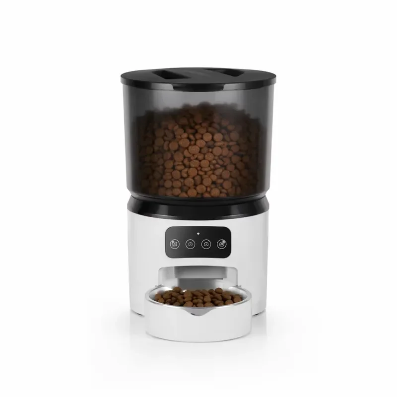 for 2026 Hot OEM 4L Smart Pet Feeder APP Control LCD Timer Night Vision Lockable Lid Desiccant Dual Power Supply PP ABS