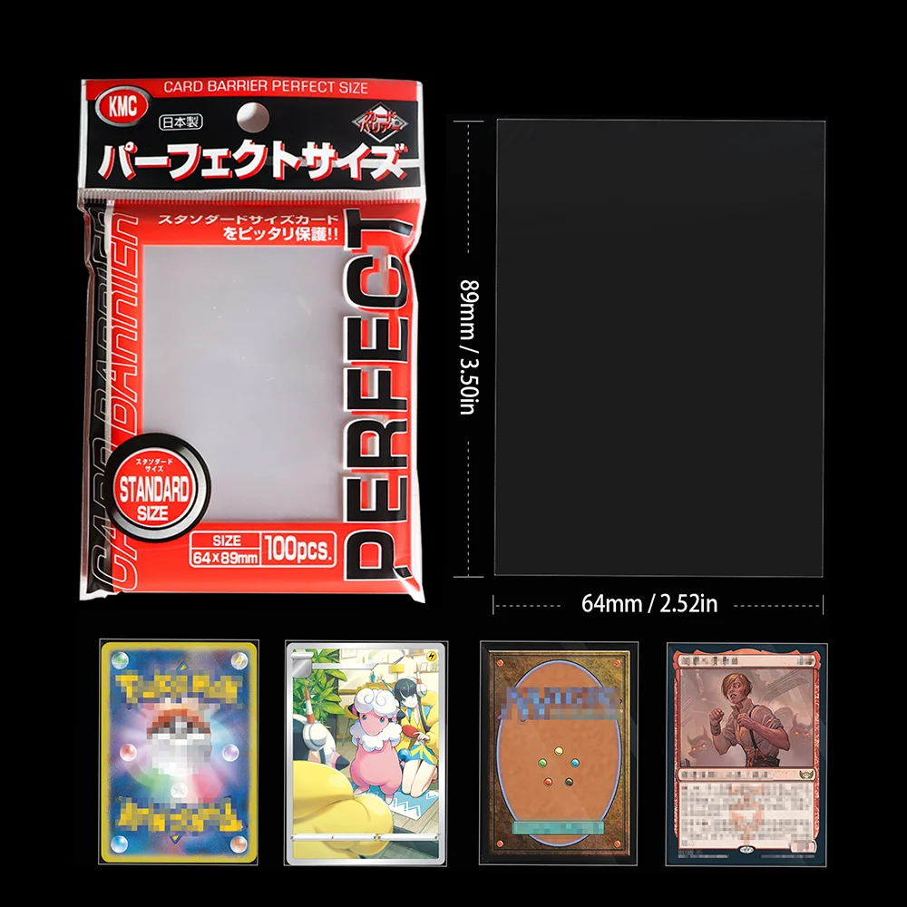 64 x 89 mm Kartenhülle, Barriere-Brettspiel, KMC, durchsichtig, Pokemon, perfekte Größe, Kartenhüllen, Sammelkarten, passend für Standard-transparente Außenseite