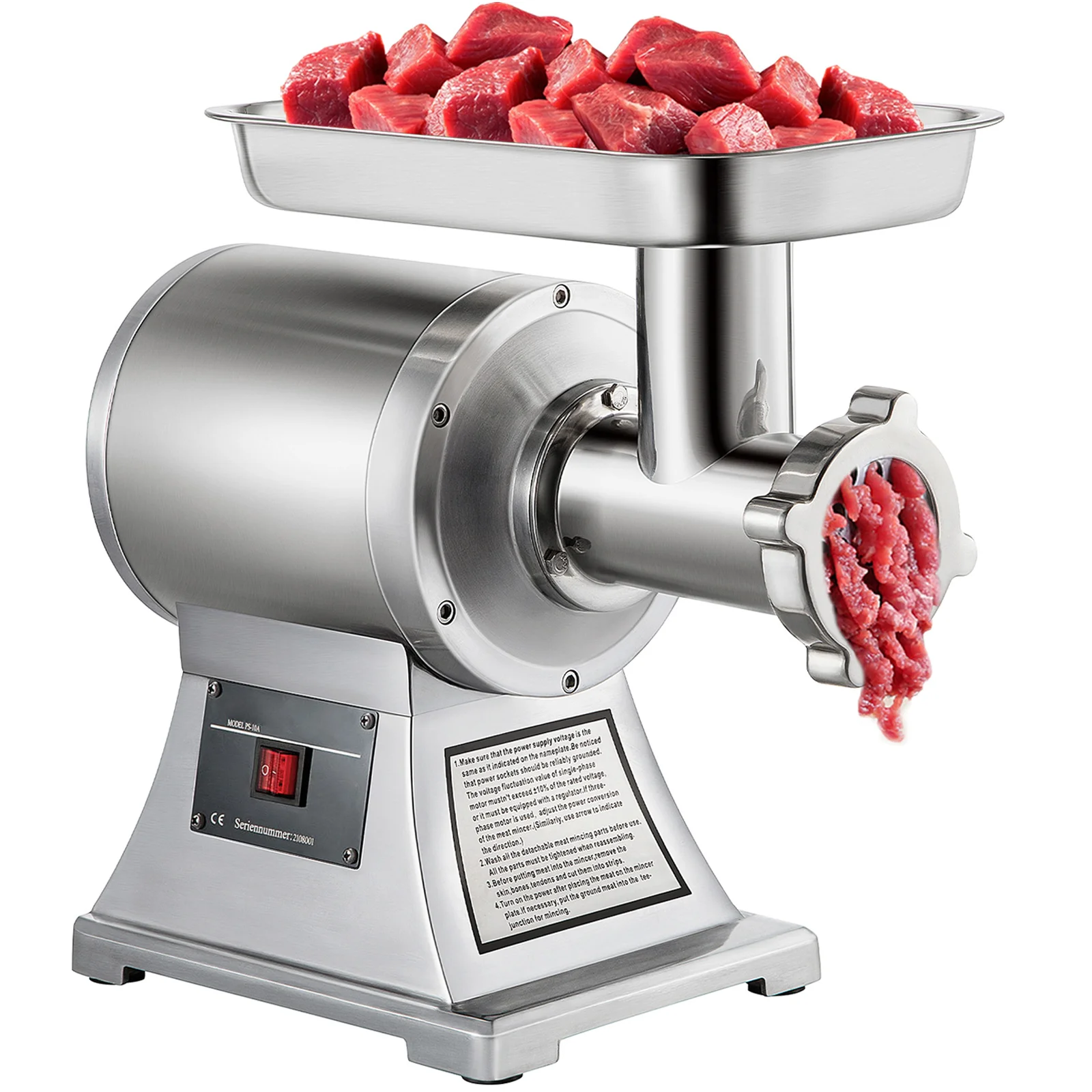 

VEVOR Commercial Meat Grinder550LB 1100W Electric Meat Grinder 220 RPM Heavy Stainless Steel Industrial Meat Mincer Blades