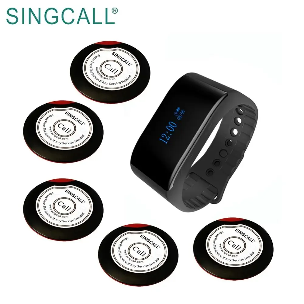 SINGCALL Wholesale Call Button Mini Buzzer Wrist Watch Wireless Paging System