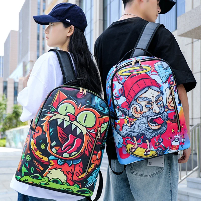 

Персонализированный дурацкий рюкзак с граффити для мужчин и женщин, унисекс, школьная сумка для подростков с забавными принтами, повседневный дорожный рюкзак