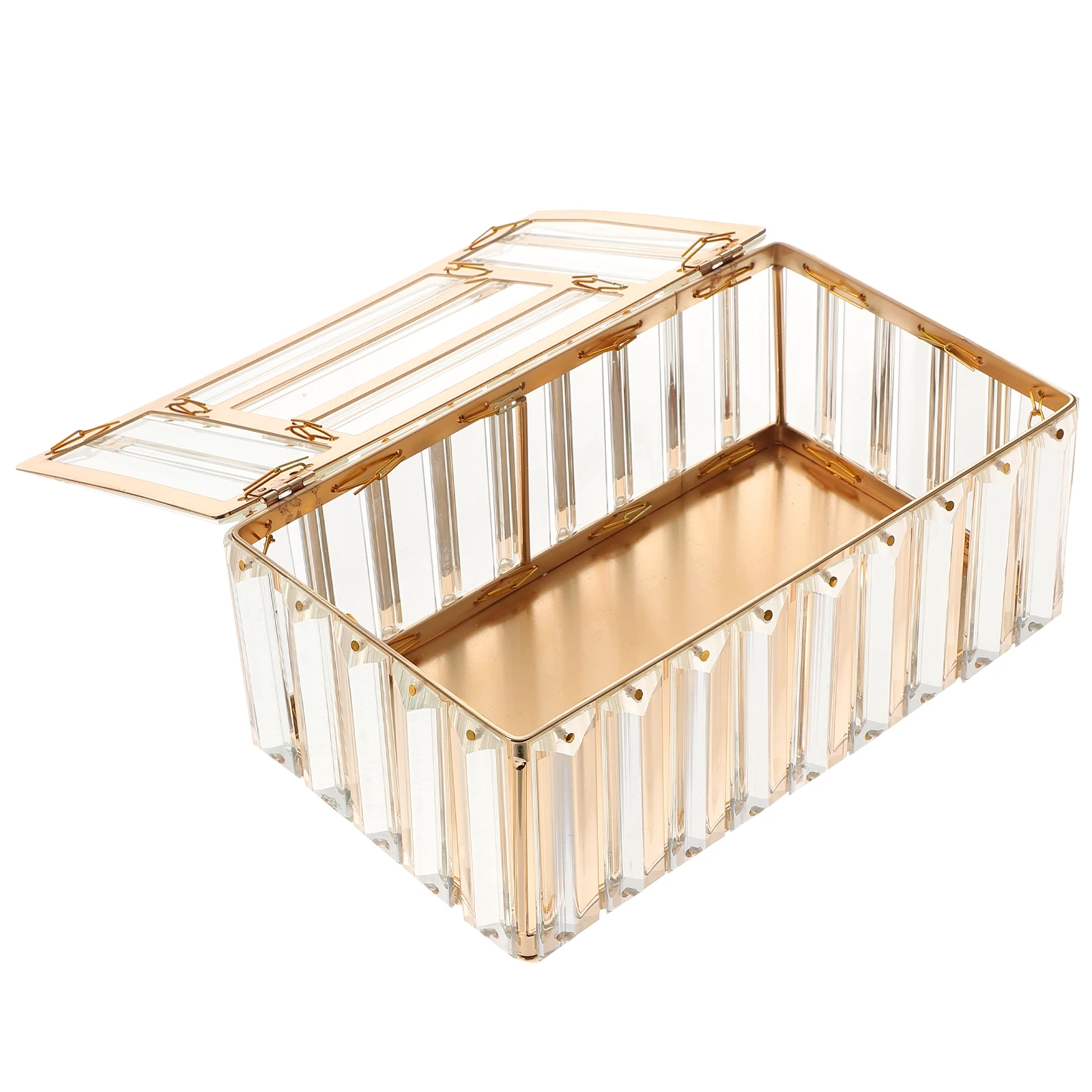 

Golden Metal Crystal Tissue Box Cover Rectangular Napkin Holder For Desktop Bedroom Living Room Household Decor Tissue Storage