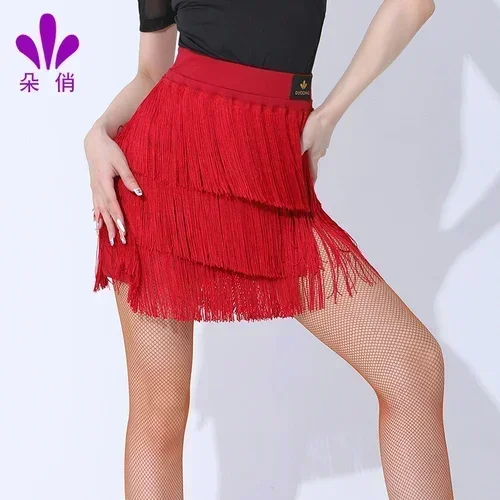 2023 New Latin Dance Practice Clothing Tassel Half Skirt Women's Autumn New Short Skirt Performance Costume Adult Dance Suit