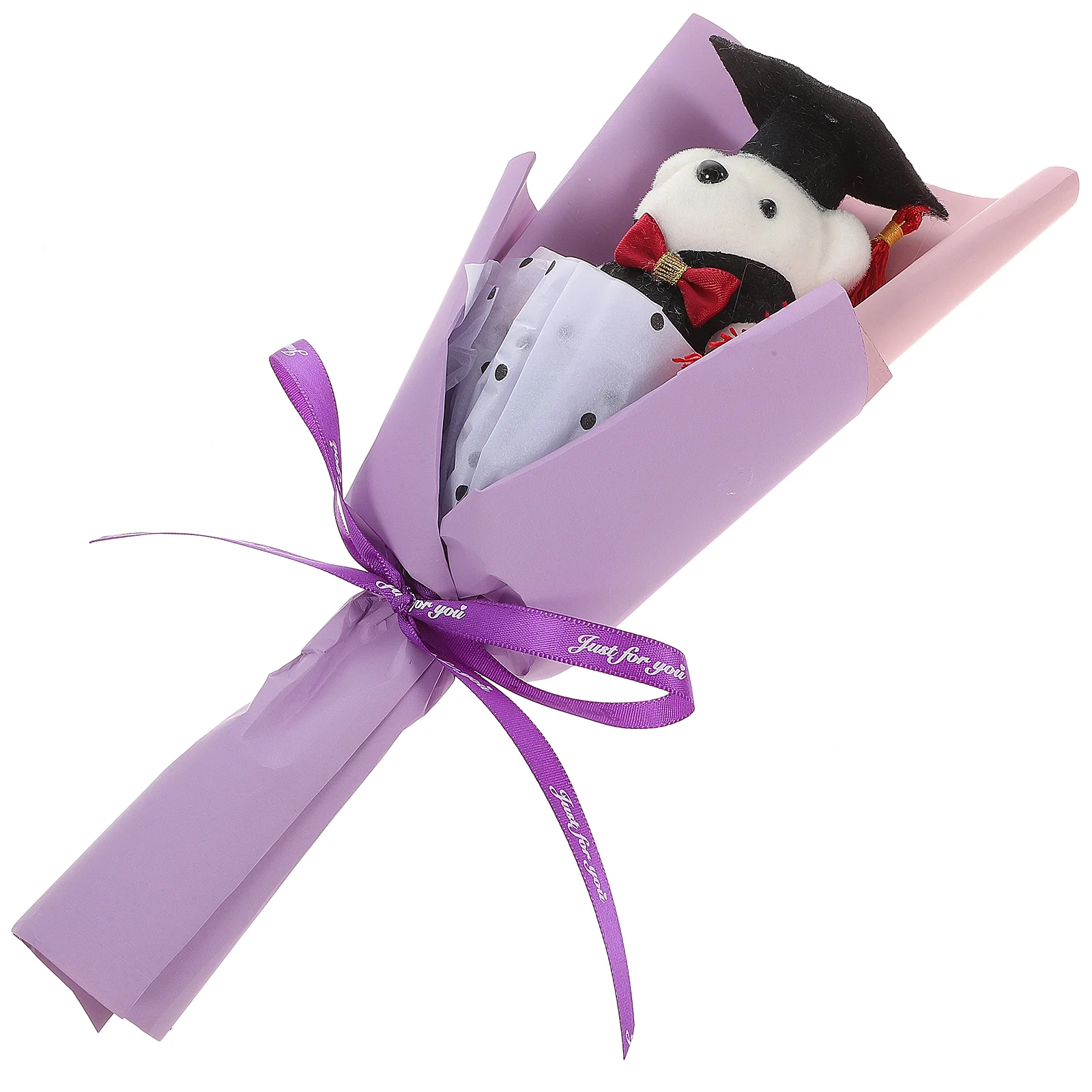 Flower Bouquet Graduation Bear Toy Animals Graduates Gift Photo Props Purple Cloth Mini Stuffed