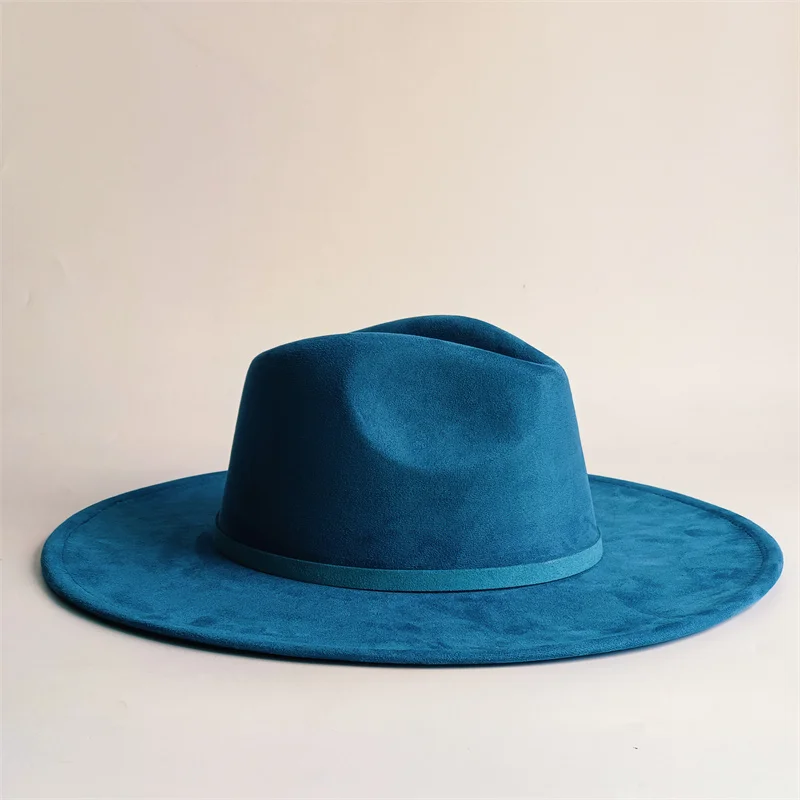 CAP 39 Colors Suede 9.5cm Wide Brim Fedora Hat Men's and Women's Autumn/Winter Felt Jazz Hat Classic Suede Fedoras Cap Sombrero