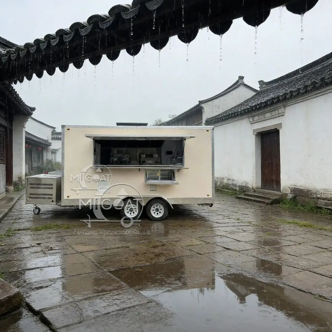 

Custom Commercial Food Truck Trailer Full Kitchen Mobile Catering Van for Fast Food Pizza Hot Dog Sales
