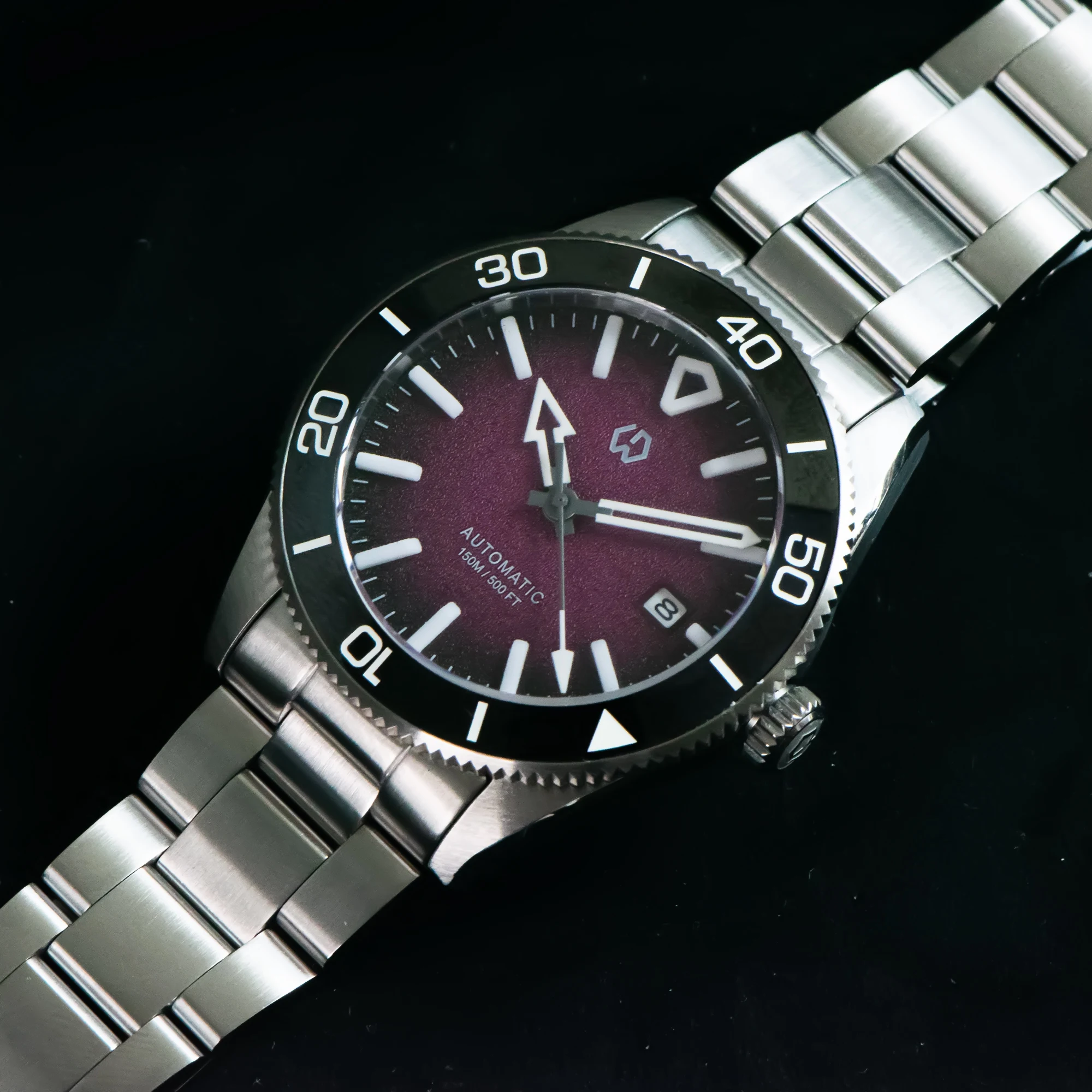 WSD9017 Orologio automatico da uomo Meccanico 3D Dimensionale Orologio luminoso Ago Lunetta in ceramica 150 metri Subacquea impermeabile