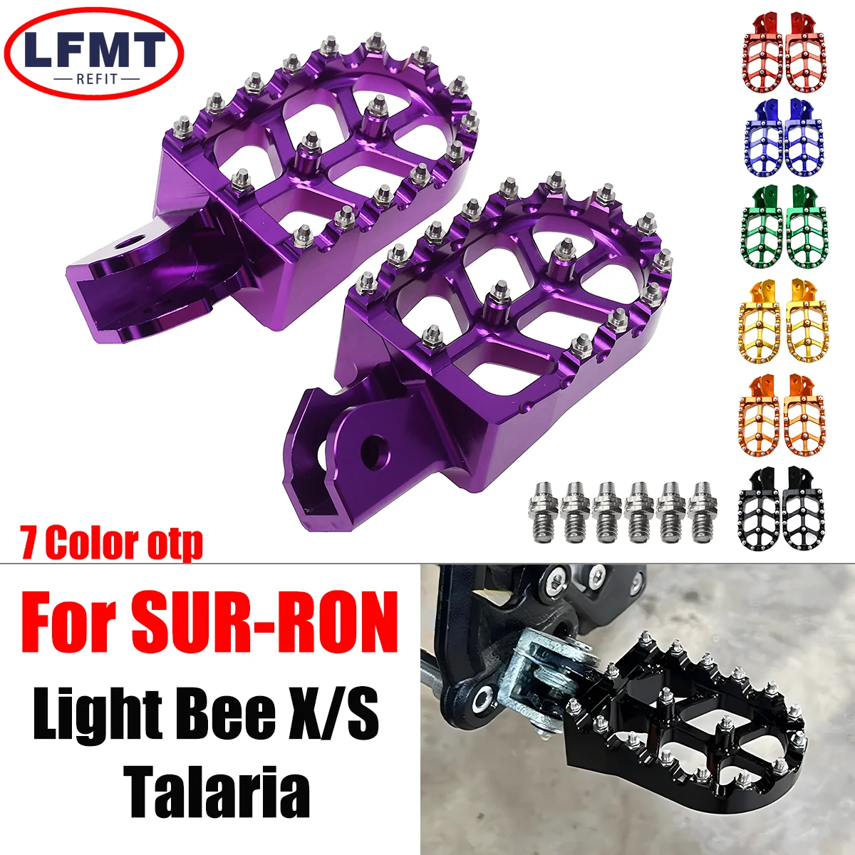 Motorcycle CNC Aluminium Footpegs Foot Pegs Rests Pedals For SUR-RON Light Bee X/S-Talaria Endurance racing off-road vehicles