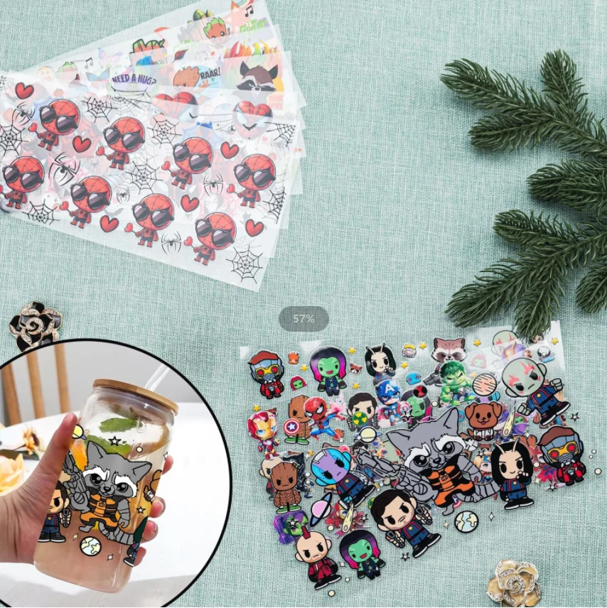 Neue 15 Designs Beliebte TV-Serien Sesam Cartoon Elmo Bert 16oz UV DTF 3D Aufkleber Folien Wraps Glasdosen Becher Bastel-DIY-Geschenk – Detail 4