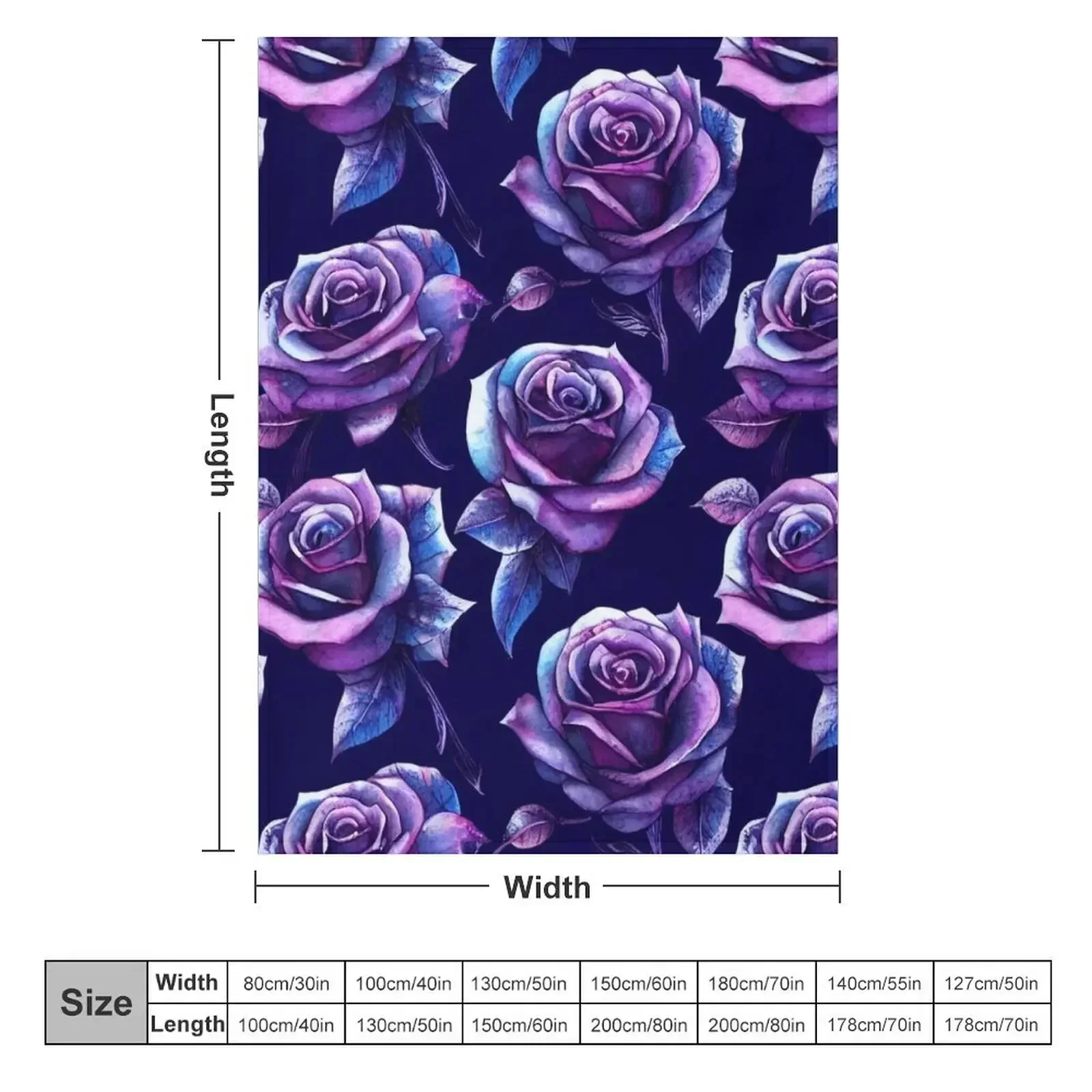Dark watercolor rose pattern design Throw Blanket couch cozy soft plush fuzzy picnic outdoor blanket
