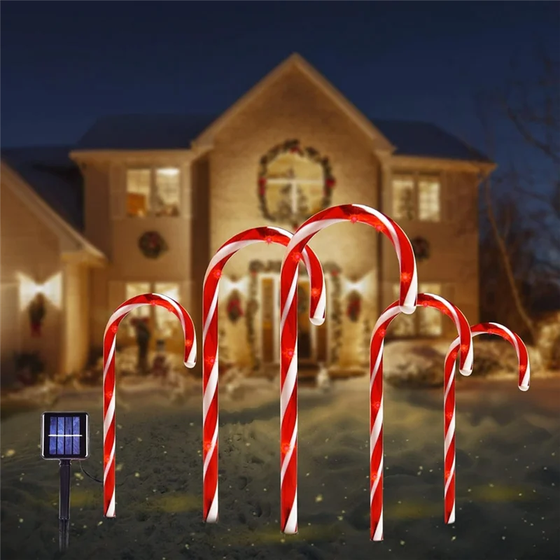 ABKO-Solar Christmas Candy Cane Lights, Outdoor Christmas Decorations, Waterproof Pathway Lights, Garden Lights