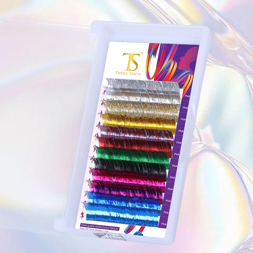 Colorful False Mix Color Glitter Eyelash Shiny Eyelash Extension Individual Faux Makeup Lash for Christmas Party Makeup Supplies