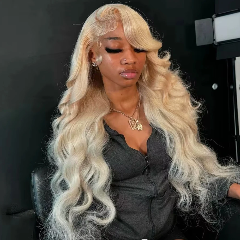 

30 38 inch Peruvian Body Wave 613 Blonde 13x4 HD Lace Front Human Hair Wigs Pre Plucked 200% Density Glueless Lace Frontal Wig
