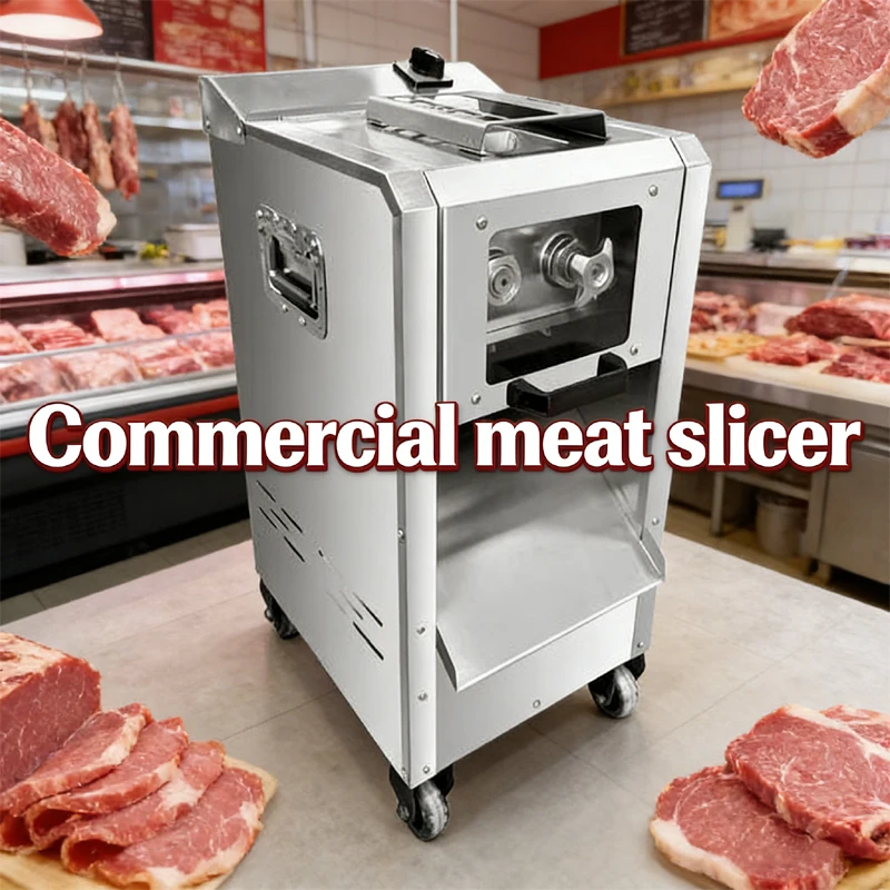 Vertical 2200W Electric Stainless Steel Fresh Meat Cutter Meat Processing Equipment For Restaurant Canteen Meat Slicer