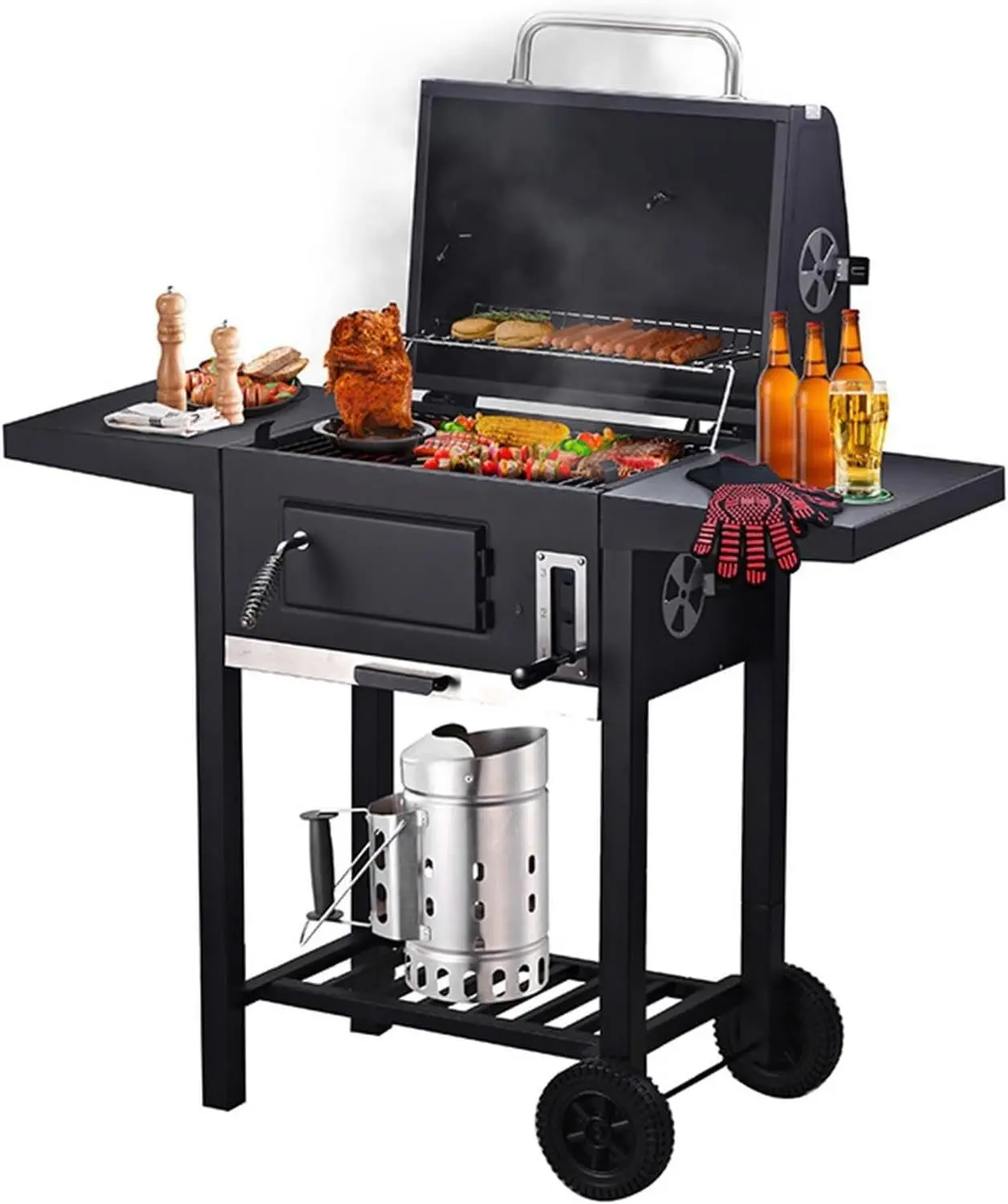 Cross-border hot-selling folding barbecue grill with thermal insulation net movable courtyard large grill without barbecue truck