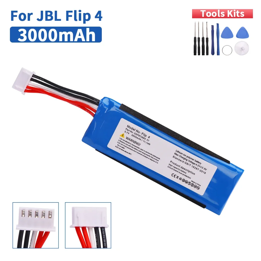 بطارية 3.7 فولت 3000 مللي أمبير في الساعة Flip 4 لاستبدال جديد GSP872693 01 لبطارية JBL Flip 4/Flip 4 إصدار خاص 1-5 قطعة