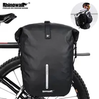 Rhinowalk bolsa de alforja para bicicleta, gran capacidad, resistente al agua, estante trasero, negro, viaje, ciclismo, bolso de hombro, mochila, accesorios