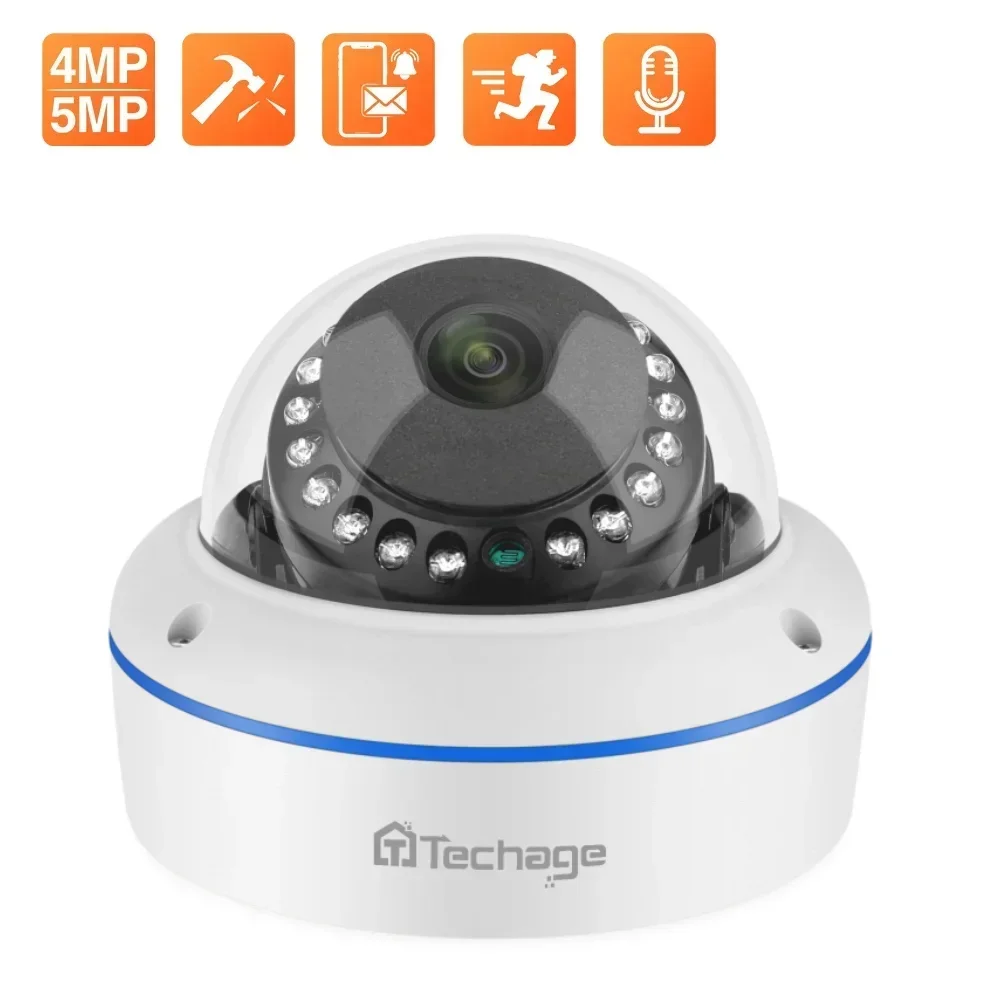 

Techage Ultra HD 5MP 4MP POE IP-камера купольная внутренняя взрывозащищенная камера видеонаблюдения с записью звука P2P видеонаб