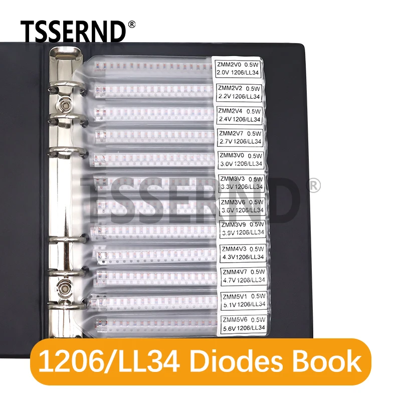 LL34 SMD Zener Diode Sample Book LL4148 1/2W 2V-47V 34Values Package 0.5W Series Commonly Used Assorted Kit