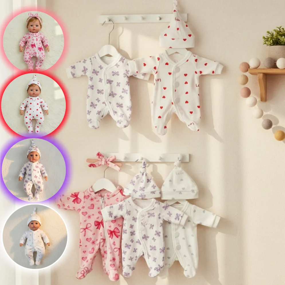 4 Styles Cutest Baby Romper Outfits for Size 8-9Inch Newborn Dolls Soft Touch Handmade High Quality Clothes With Hat