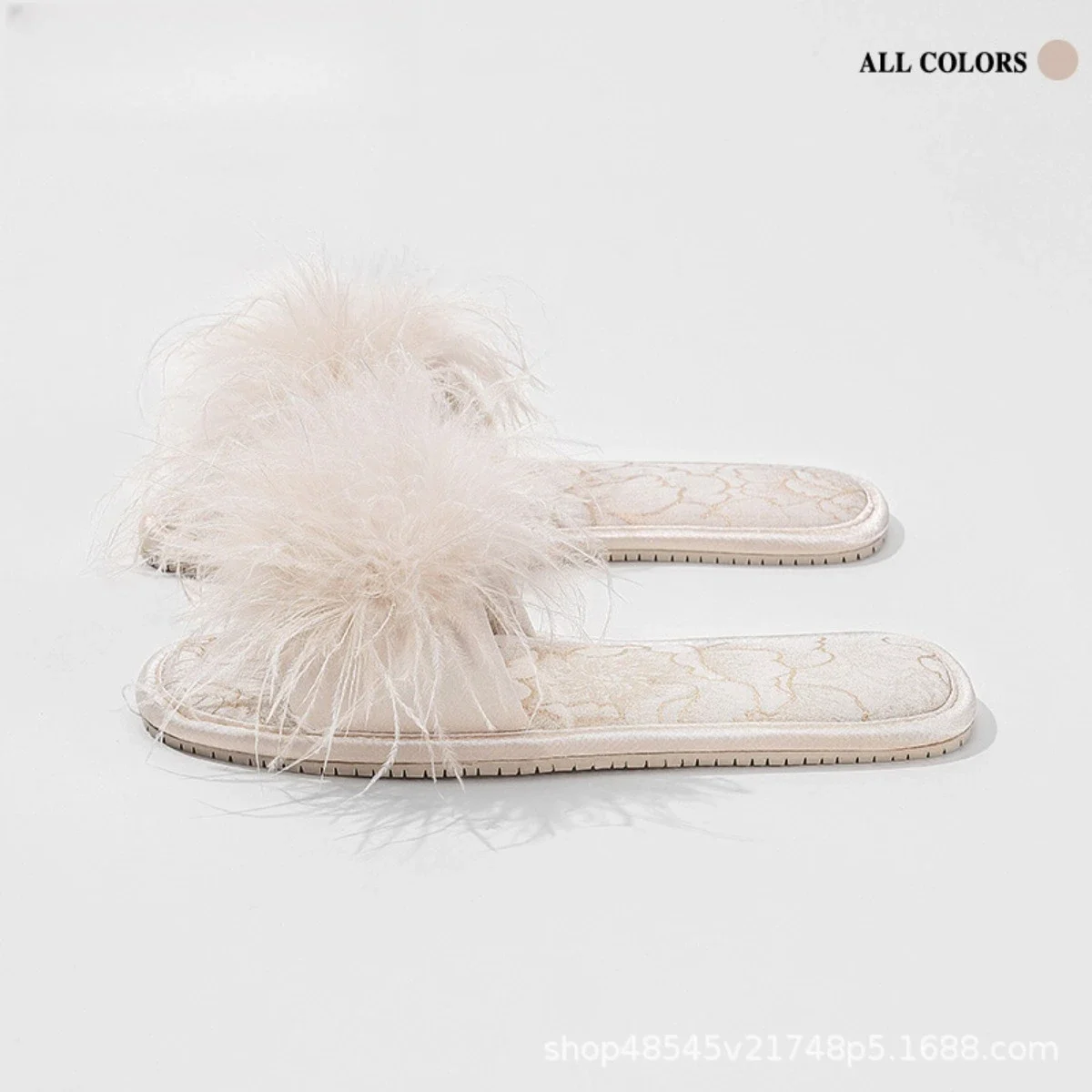 Plush Slippers Women's Outer Wear Advanced Sense Spring Summer Foreign Style Beautiful Cool Slippers Morning Robe Slippers