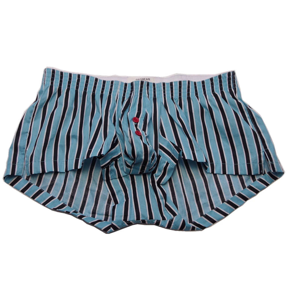 Striped Boxers Shorts Men Underwear Underpants Boxers Loungewear Pajamas Shorts Penis Pouch Male Panties