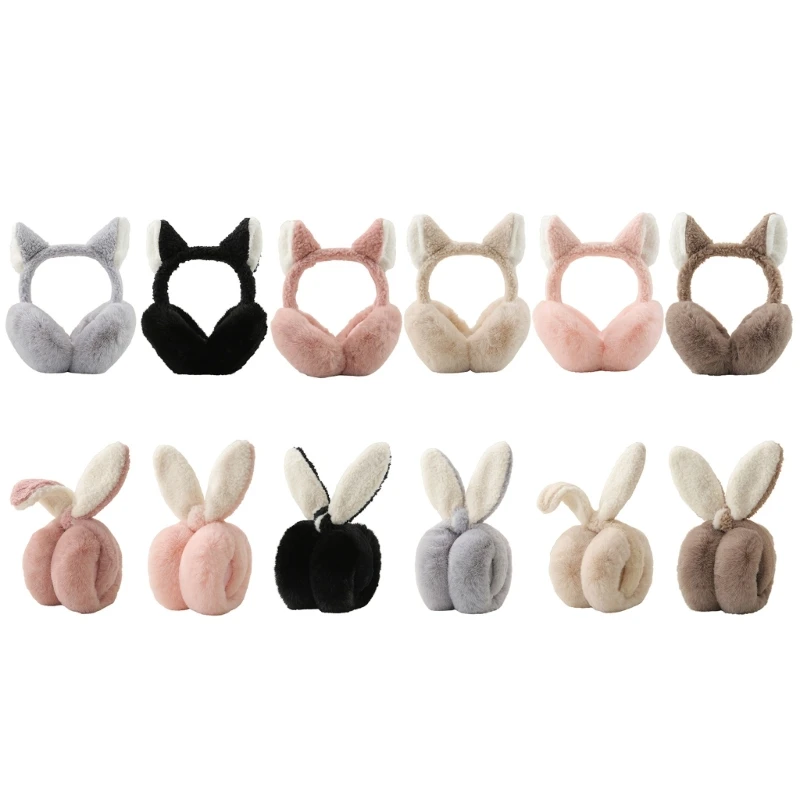 

Adult Teens Foldable Animal Ear Plush Ear Warmer Winter Windproof Earmuff