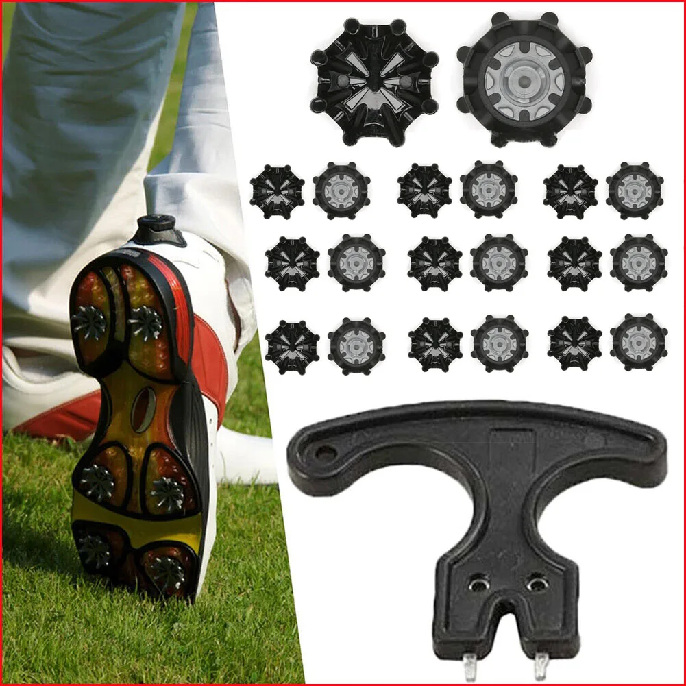 

20PCS Threaded Golf Pins Soft Gripper Shoes Studs Active Comfort Metal Fastener Non Slip Outdoor Golf Spikes Removers Pack