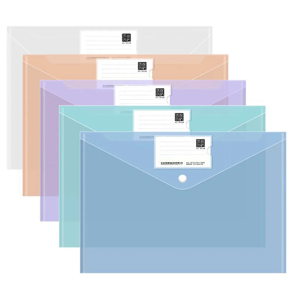 10PCS A4 File Bag Storage Transparent File Bag Learning Office Supplies Snap Buckle File Bag Portable Waterproof Dust Proof