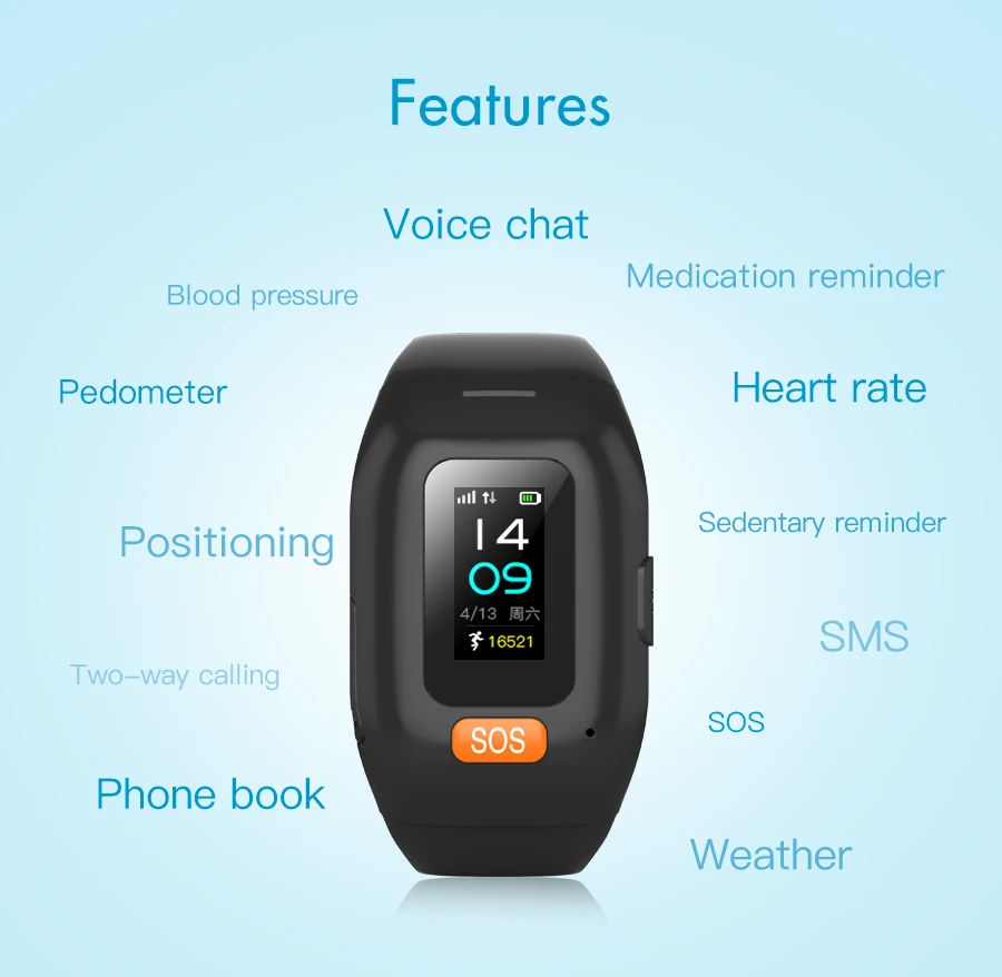TJXL-Wonlex 2021 Smartwatch GPS Tracker Smart Watch Blood Pressure Heart Rate Monitor SOS Elderly Watch GPS