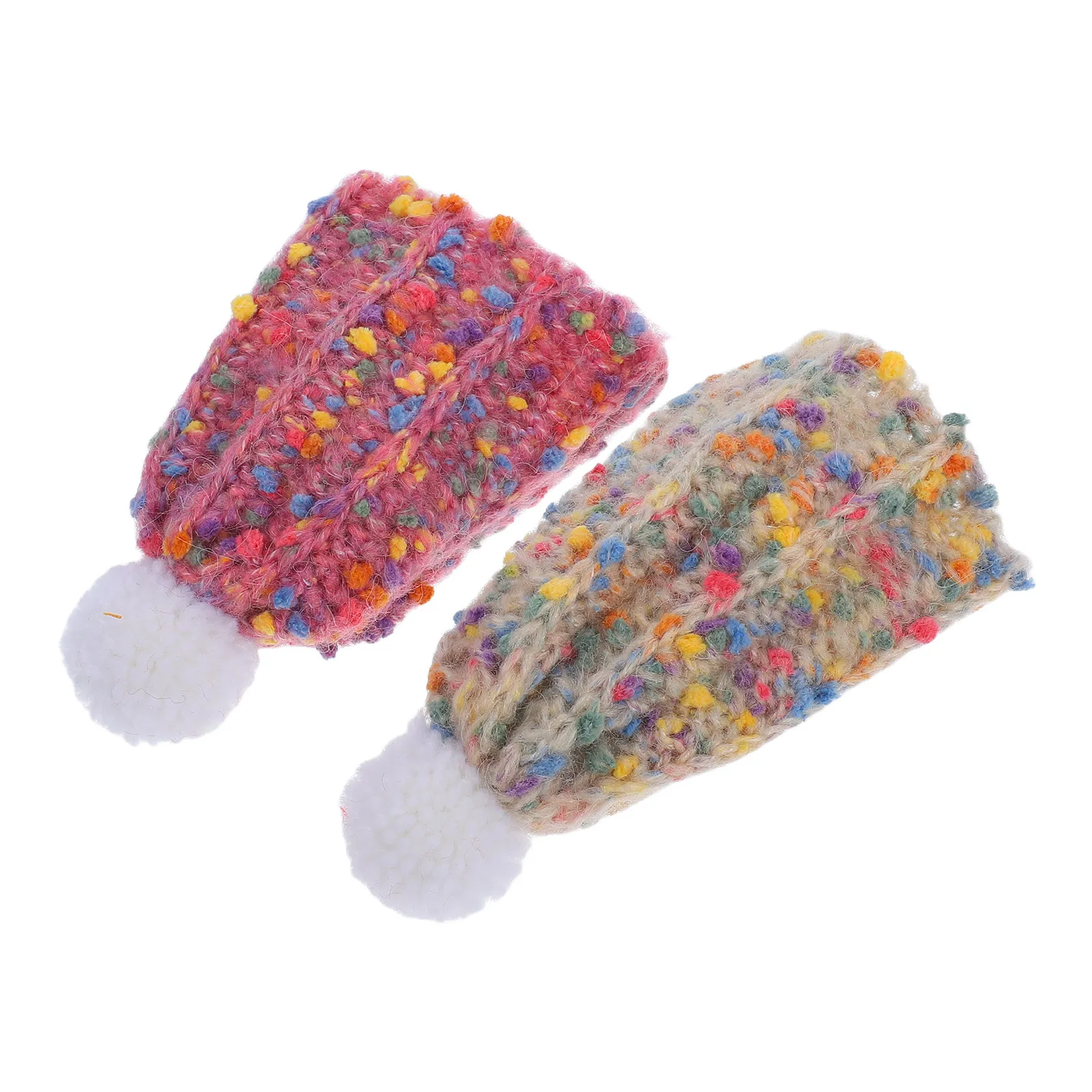 Lot de 2 mini-bonnets en laine tricotée, petits bonnets pour artisanat, art, bricolage, décorations de maison de poupée, ornements de Noël, petites décorations de chapeaux d'hiver