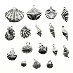 WYSIWYG 40g Antique Silver Color Zinc Alloy Random Mix Styles Shell And Conch Charms DIY Handmade Craft For Jewelry Making