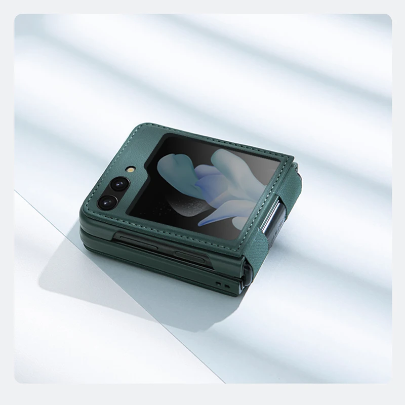 For Samsung Galaxy Z Flip 5 Case Luxury Nillkin Qin PU Plain Leather Slim Light Kickstand Cover for Galaxy Z Flip5