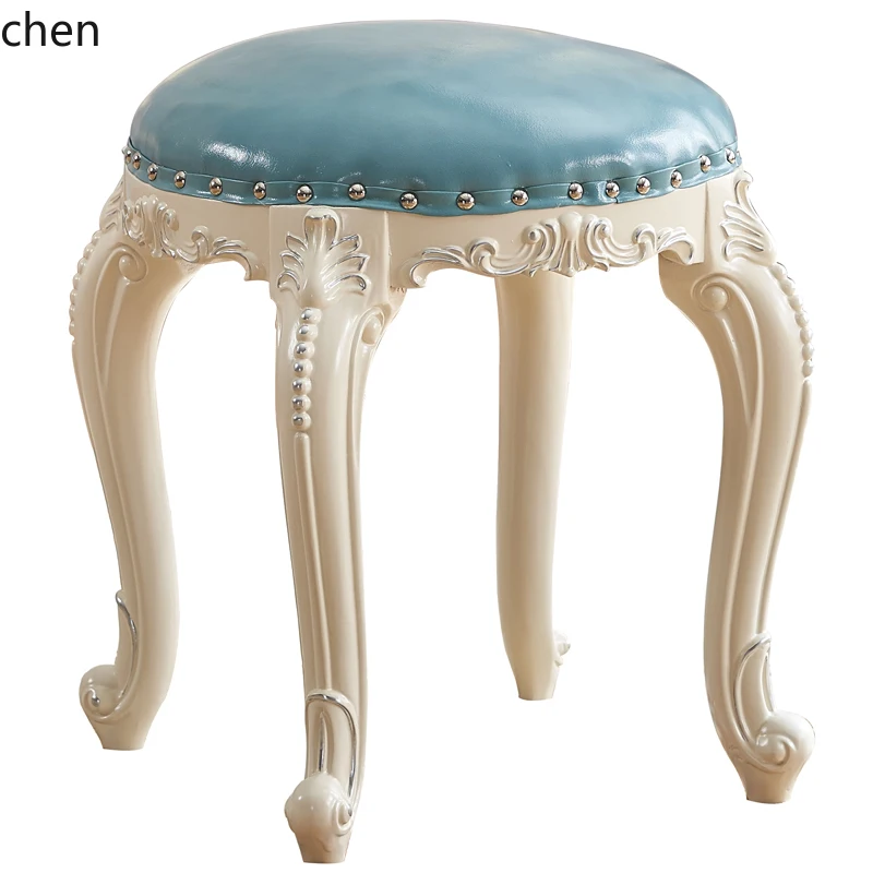 YFY  solid wood dressing European round stool bedroom household chair princess dressing table soft bag makeup stool