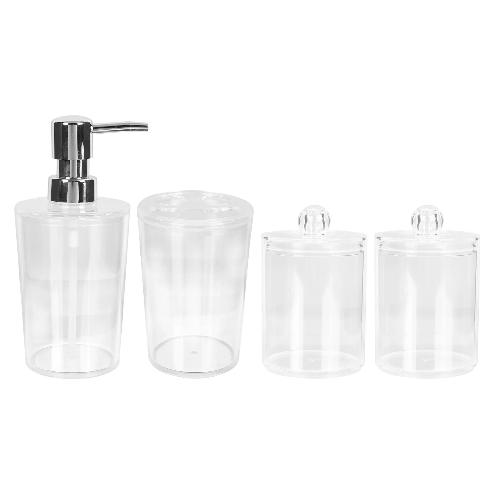 

1Set Bathroom 4 Piece Set Premium Plastic Toothbrush Holder Gargle Cup Cotton Swab Box Storage Organizer Smooth Easy Clean