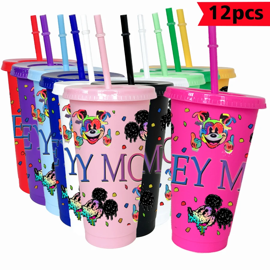 

12 pcs/pack Disney, Mickey Mouse, Skittles 26oz colorful plastic tumbler birthday party drinking utensils juice coffee cup