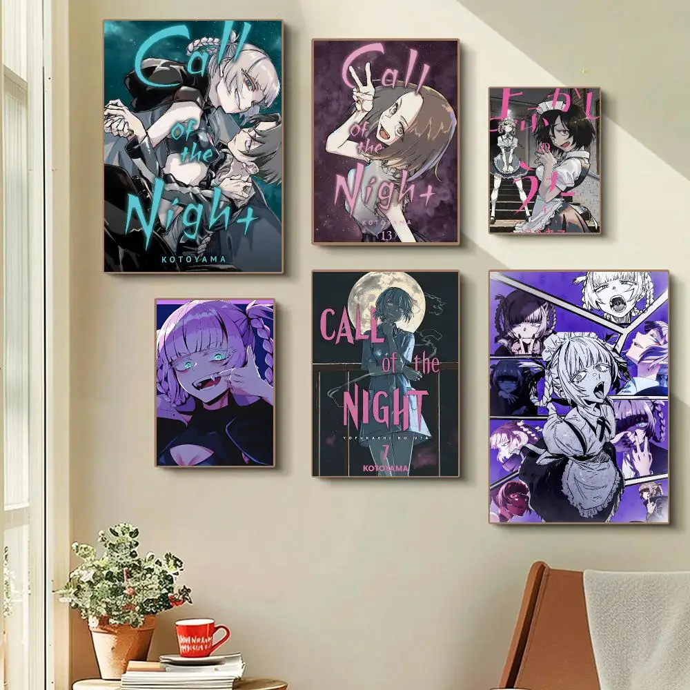 Call of the Night Anime Urban Vampire Poster Self-adhesive Advanced Aesthetic Printing Paper Wall Art for Living Room Home Decor