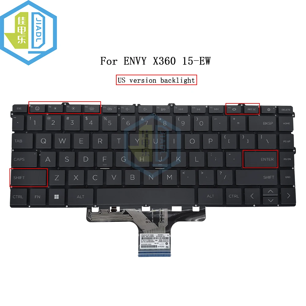 US English Notebook Backlit Keyboard For HP Envy 15-EW 15-EY 15Z-EY TPN-C157 15-EW0023DX Laptop Backlight Keyboards 6037B0239201