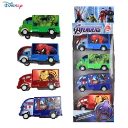 Disney-Vingadores Brinquedos de carro para crianças, Homem-Aranha, Capitão América, Hulk, Figurinhas do Ironman, caminhão, veículo pull-back engraçado, presente para meninos