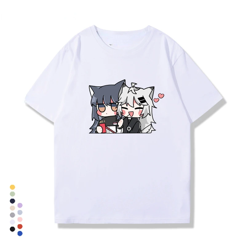 Hot Japan Anime Arknights Tshirt Funny Kawaii Texas and Lappland Graphic Printed T Shirt Korea Style Couple Clothes Casual Tees