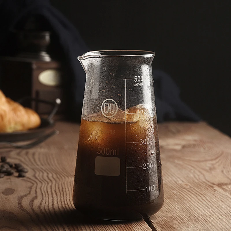 250ml/500ml Conical Glass Coffee Sharing Pot Iced Americano Coffee Utensils Hand-Brewed Coffee Sharing Pot Conical Measuring Cup view 2