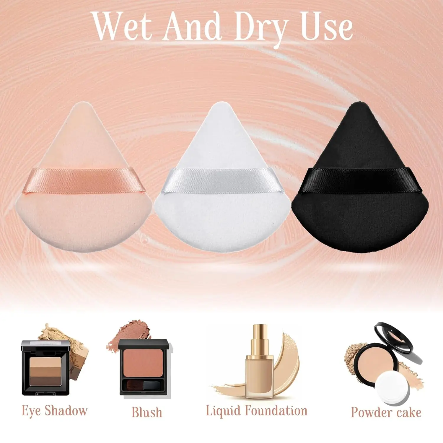 مجموعة منتفخة من بودرة القطيفة مكونة من 15 قطعة - إسفنجة مكياج مثلثة للبودرة/الأساس السائبة | خلاطات وجه خالية من اللاتكس قابلة للغسل بحجم مناسب للسفر