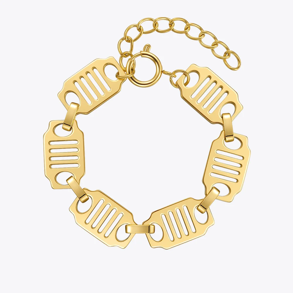 ENFASHION Punk Hang Tag Bracelet For Women Gold Color Fashion Jewelry Stainless Steel Bracelets Pulseras Mujer Friends B212262