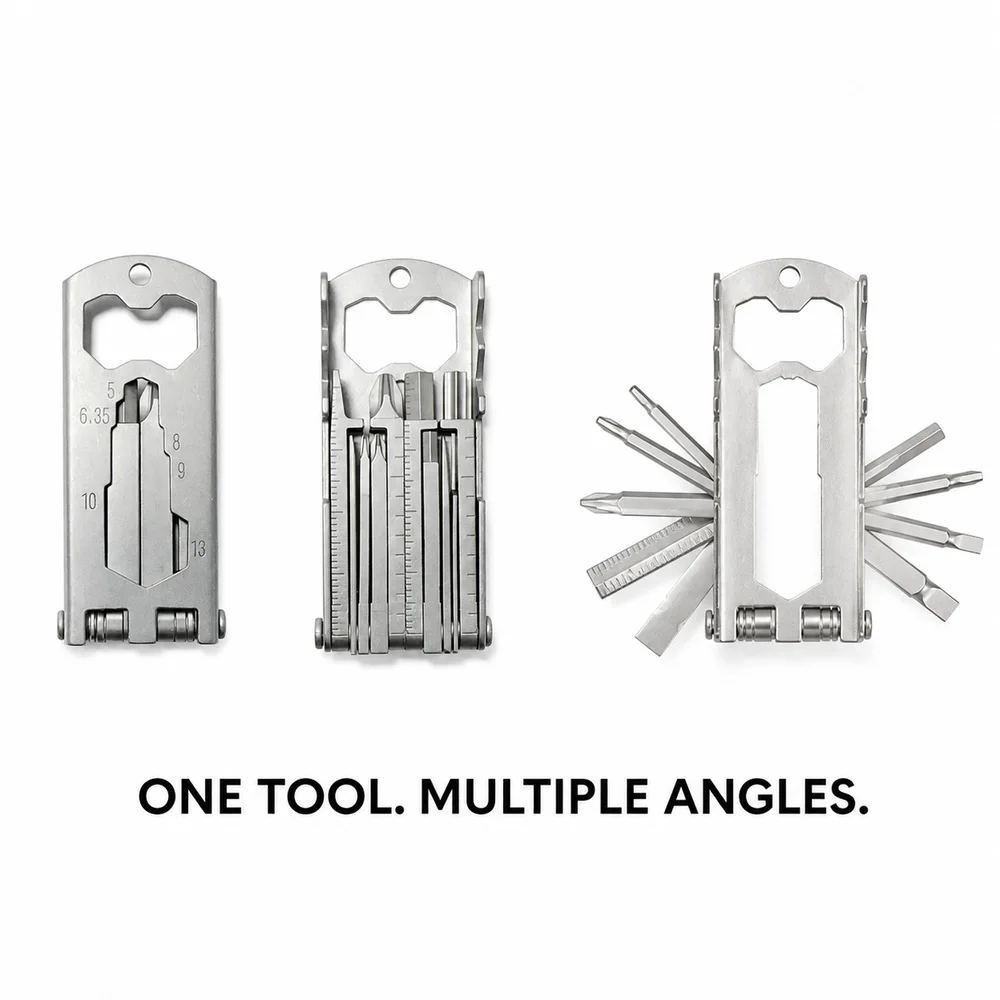 Portable 13-in-1 Folding Repair Tool 420 Stainless Steel Multi Screwdriver Hex Wrench Knife Phone Stand for Bike Camping EDC
