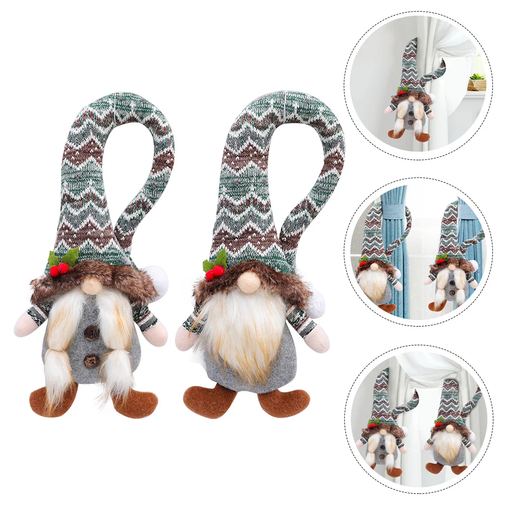

2 Pcs Christmas Decoration Home Curtain Xmas Ornament Decorations Buckle Adorable Window Adornment