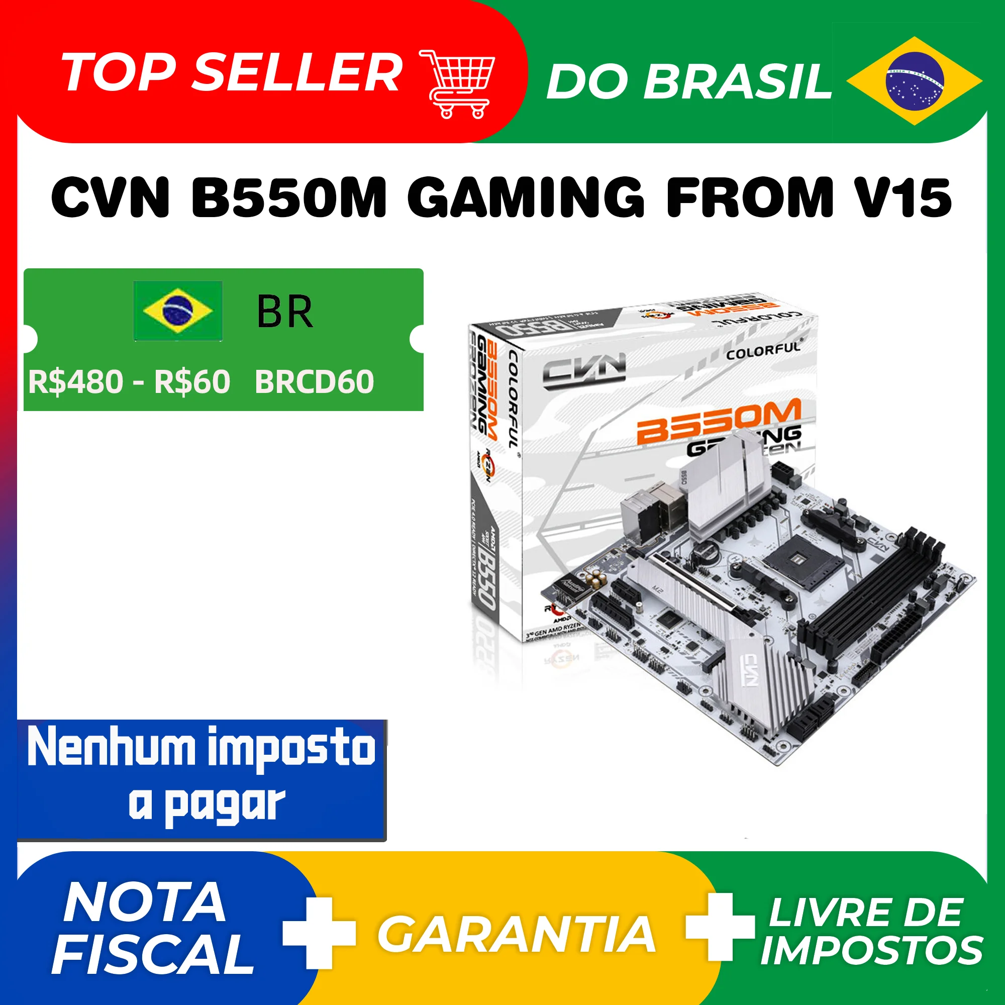 New CVN B550M GAMING FROZEN V15 Micro-ATX AMD B550 DDR4 4000(OC)MHz M.2 USB3.2 128G Double Channel Socket AM4 Motherboard RAM