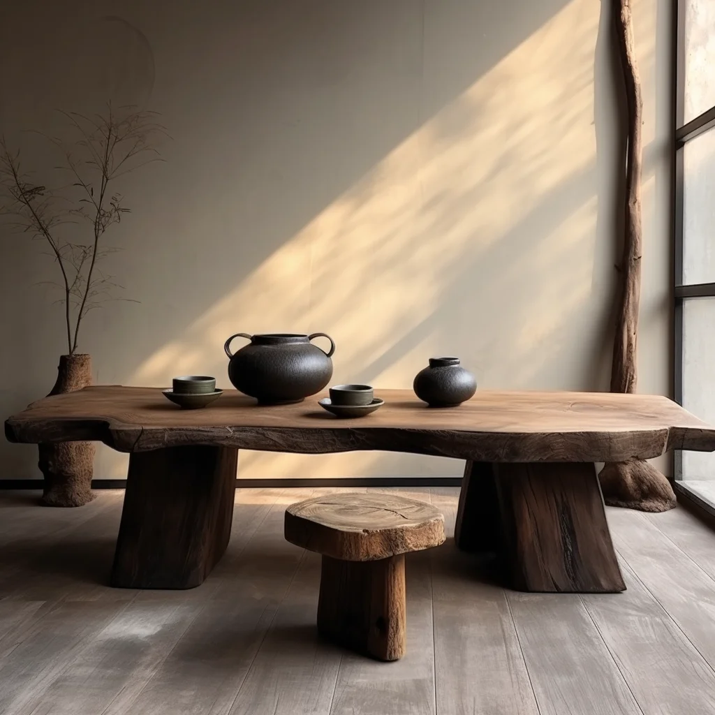 Wabi Silent Wind Tea Table Log Medium Antique Old Camphor Wood Solid Wood Tea Table Retro Solid Wood Household Tea Table