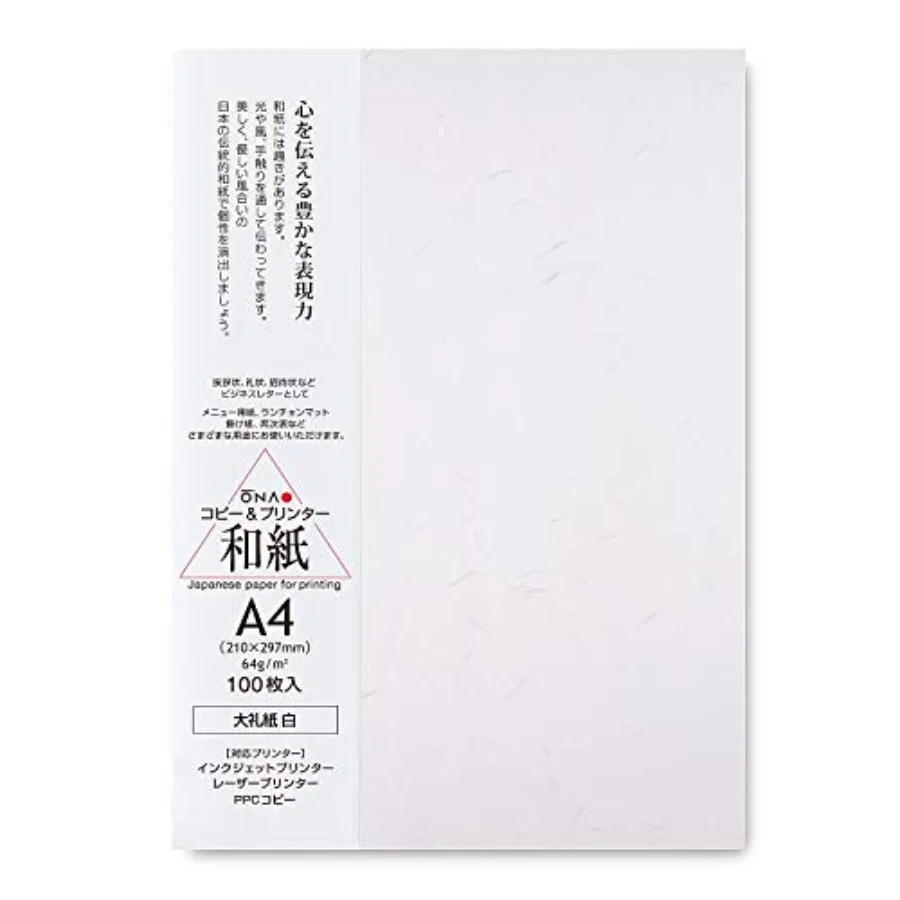 Washi Paper Printable A4 Printer Paper 100 Sheets,TAIREISHI Japanese Paper for Printing, Multipurpose Copy Paper for Laser and